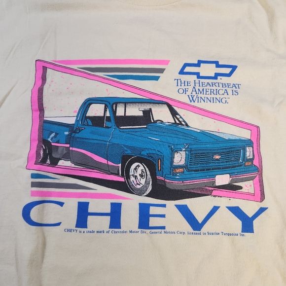 Vintage Starter Chevrolet Heartbeat Of America Chevy Truck Neon 80s 90s T-Shirt - Picture 2 of 7